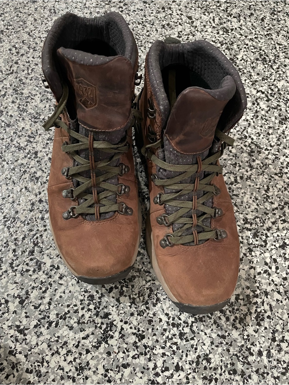 Danner Brown Leather Hiking Boots with Olive Laces